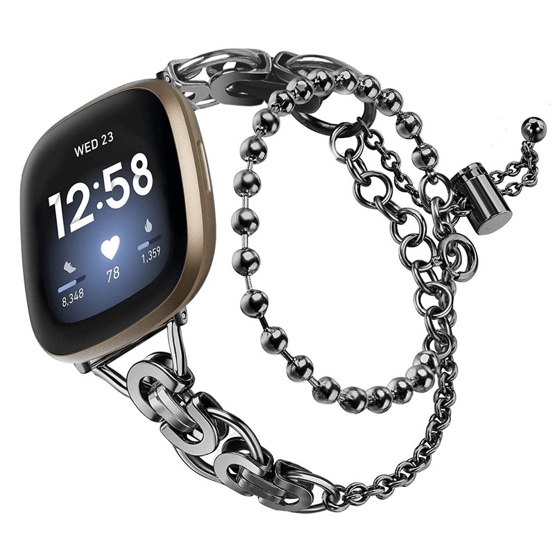 For Fitbit Versa 3 Fitbit Sense Stainless Steel Double Circle Design Hollow Out Smart Watch Band Wrist Strap 20mm For Fitbit Versa 3 Fitbit Sense Stainless Steel Double Circle Design Hollow Out Smart Watch Band Wrist Strap 20mm